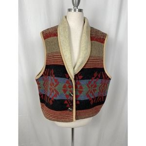 Coldwater Creek Vintage Wool Blend Southwest Vest XL Aztec Western Yellowstone